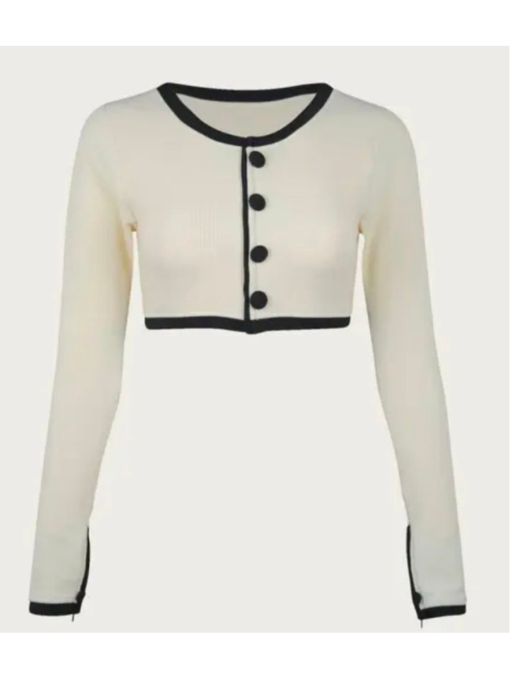 SAME Los Angeles The Grace Rashguard Ribbed Cream Black Cropped Top Size S